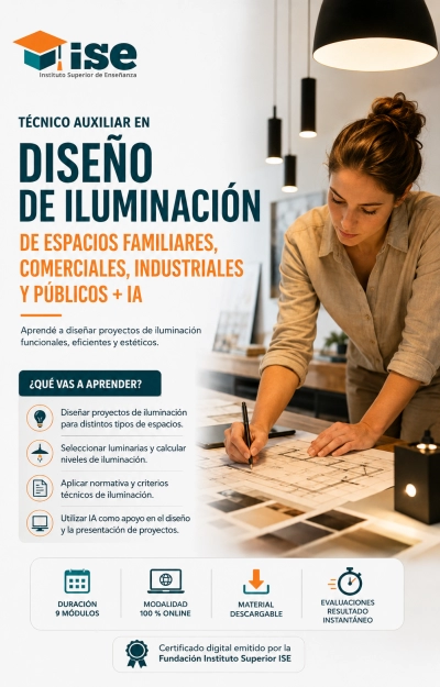 Técnico Auxiliar en Diseño de iluminación de espacios familiares, comerciales, industriales y públicos + IA