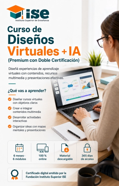Curso de Diseños Virtuales + IA (Premium con Doble Certificación)