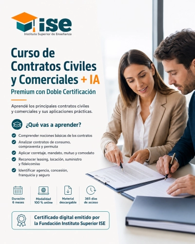 Curso de Contratos Civiles y Comerciales + IA (Premium con Doble Certificación)