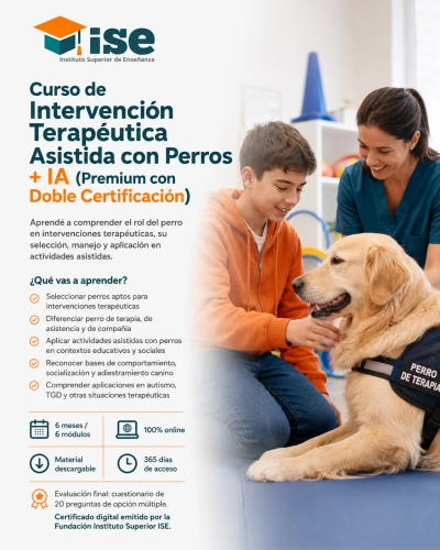 Curso de Intervención Terapéutica Asistida con Perros + IA (Premium con Doble Certificación)
