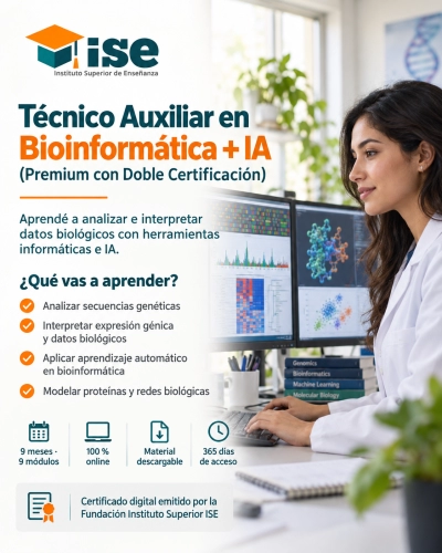 Técnico Auxiliar en Bioinformática + IA (Premium con Doble Certificación)