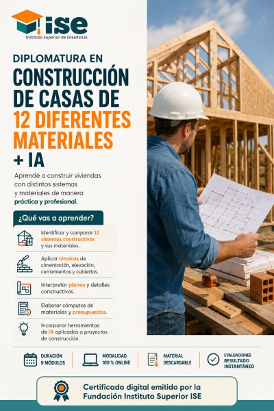 Diplomatura en Construcción de casas de 12 Diferentes Materiales + IA