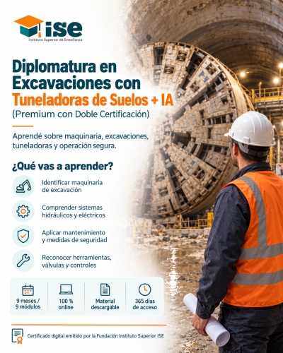 Diplomatura en Excavaciones con Tuneladoras de Suelos + IA (Premium con Doble Certificación)