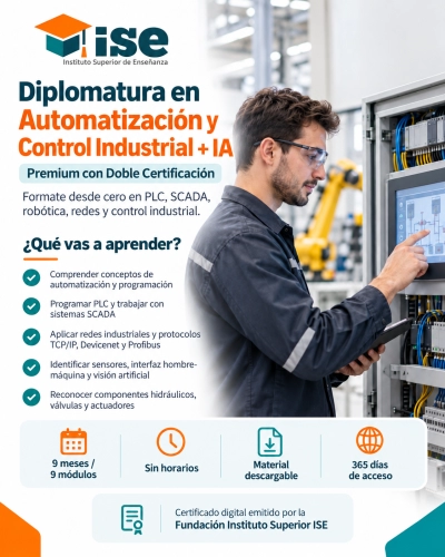 Diplomatura en Automatización y Control Industrial + IA (Premium con Doble Certificación)