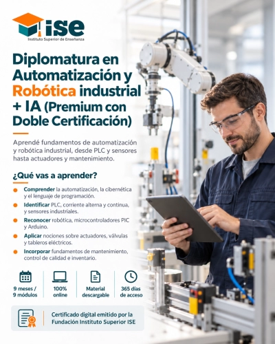 Diplomatura en Automatización y Robótica industrial + IA (Premium con Doble Certificación)