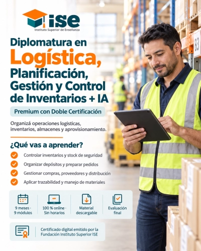 Diplomatura en Logística, Planificación, Gestión y Control de Inventarios + IA (Premium con Doble Certificación)