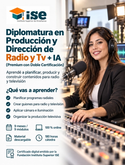 Diplomatura en Producción y Dirección de Radio y Tv + IA (Premium con Doble Certificación)