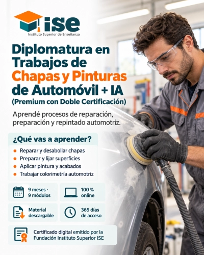 Diplomatura en Trabajos de Chapas y Pinturas de Automóvil + IA (Premium con Doble Certificación)