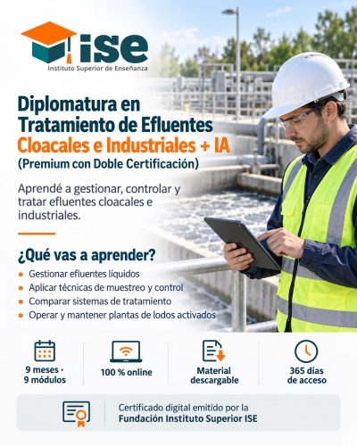 Diplomatura en Tratamiento de Efluentes Cloacales e Industriales + IA (Premium con Doble Certificación)