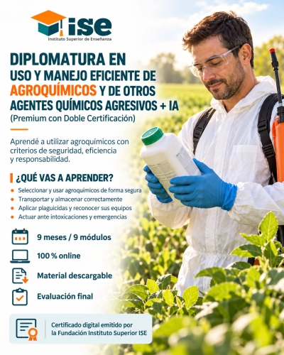 Diplomatura en uso y manejo eficiente de Agroquímicos y de otros Agentes Químicos Agresivos + IA (Premium con Doble Certificación)