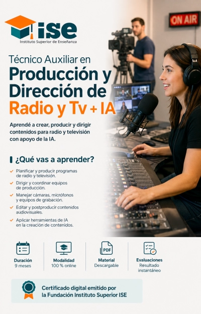 Técnico Auxiliar en Producción y Dirección de Radio y Tv + IA