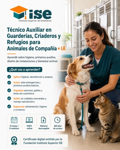 Técnico Auxiliar en Guarderías, Criaderos y Refugios para Animales de Compañía + IA