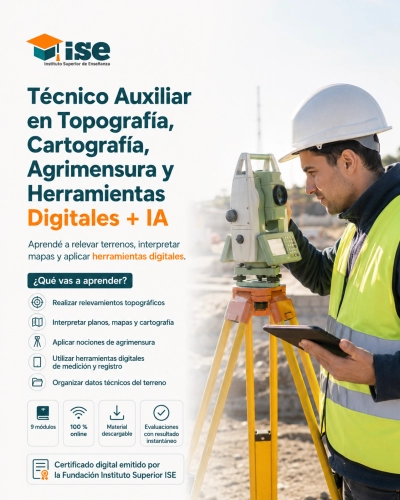 Técnico Auxiliar en Topografía, Cartografía, Agrimensura y Herramientas Digitales + IA