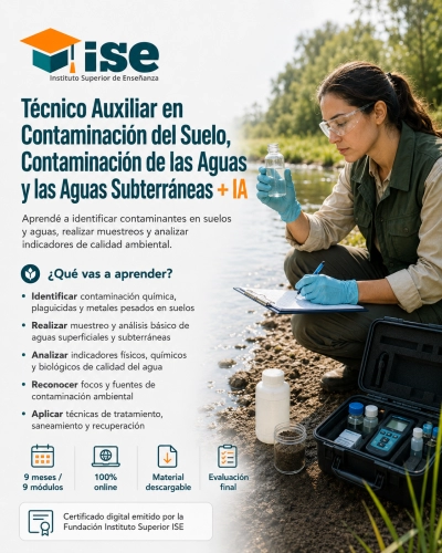 Técnico Auxiliar en Contaminación del Suelo, Contaminación de las Aguas y las Aguas Subterráneas + IA