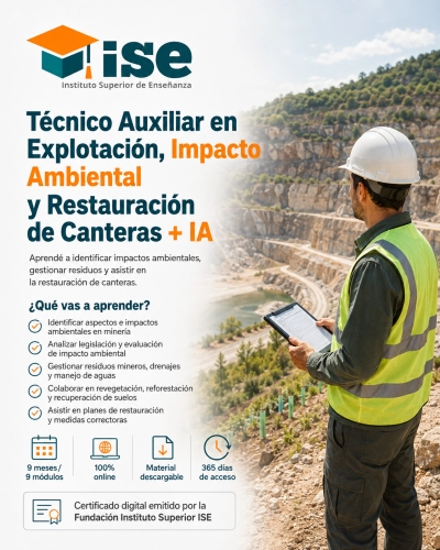 Técnico Auxiliar en Explotación, Impacto Ambiental y Restauración de Canteras + IA