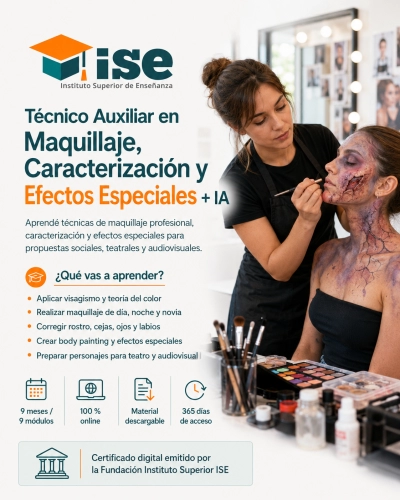 Técnico Auxiliar en Maquillaje, Caracterización y Efectos Especiales + IA