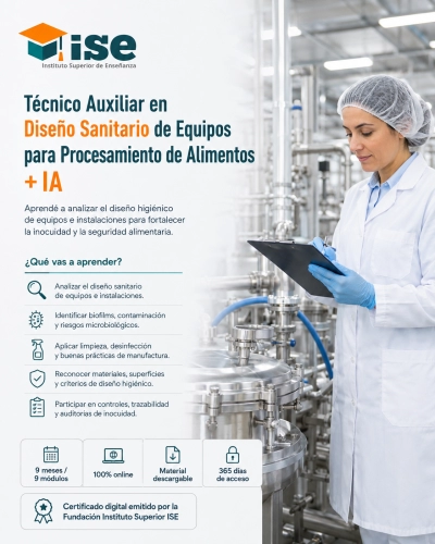 Técnico Auxiliar en Diseño Sanitario de Equipos para Procesamiento de Alimentos + IA
