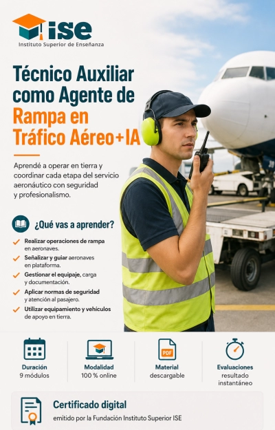 Técnico Auxiliar como Agente de Rampa en Tráfico Aéreo + IA